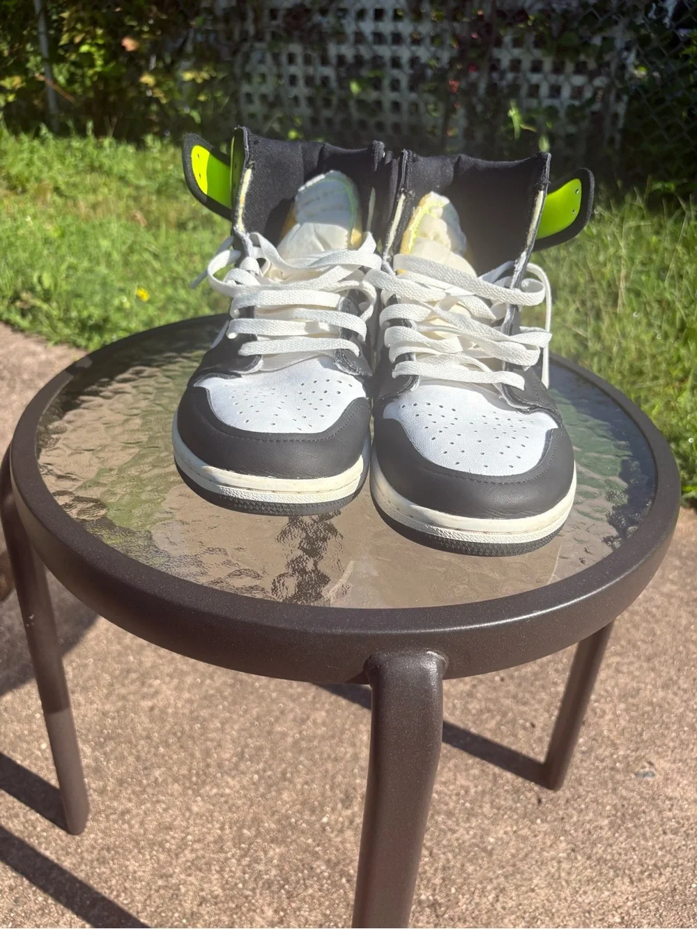 Jordan Men’s High-Top Sneakers - White, Black, Yellow & Neon Green